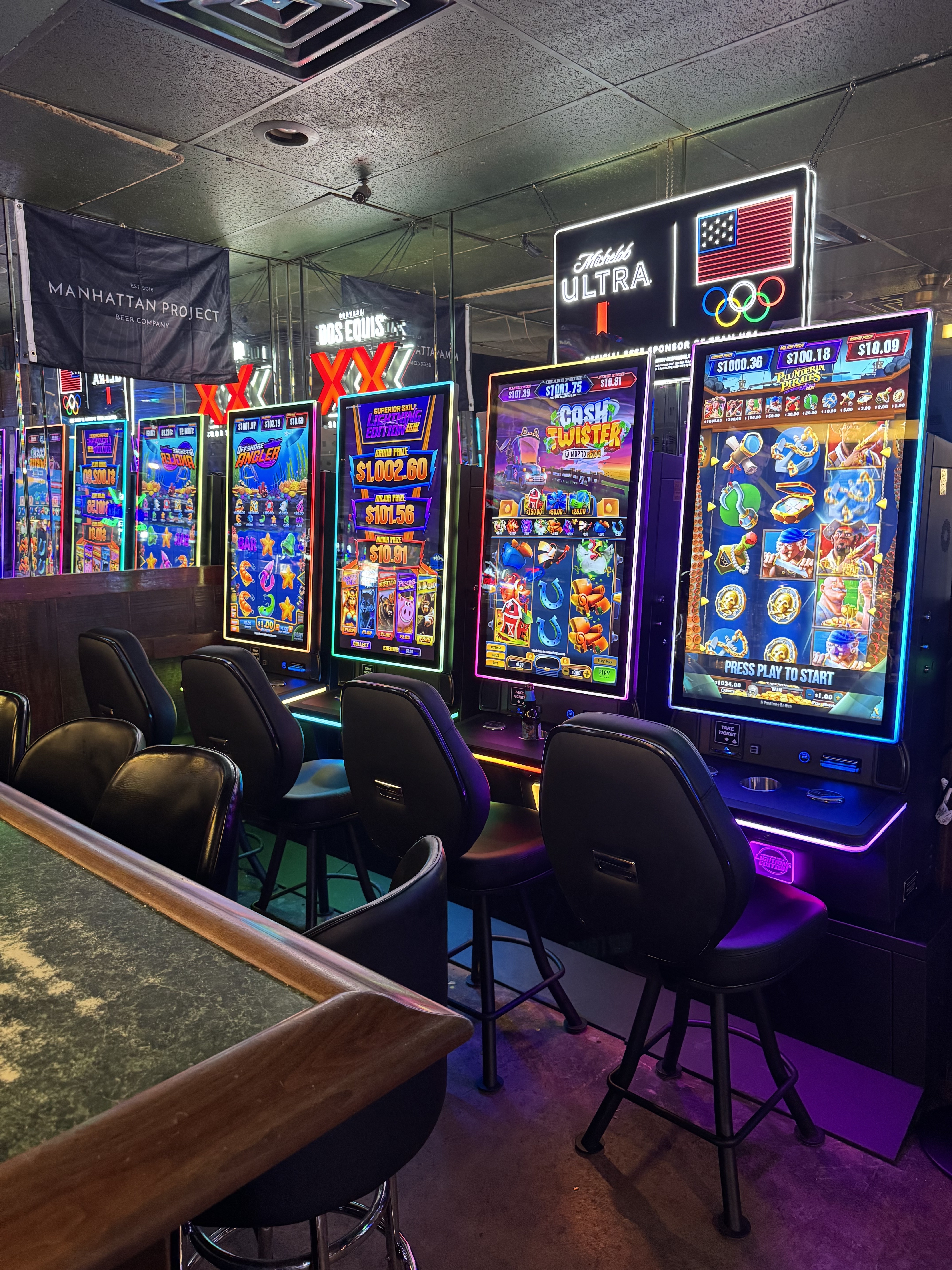 Skill game machine setup inside a Texas bar
